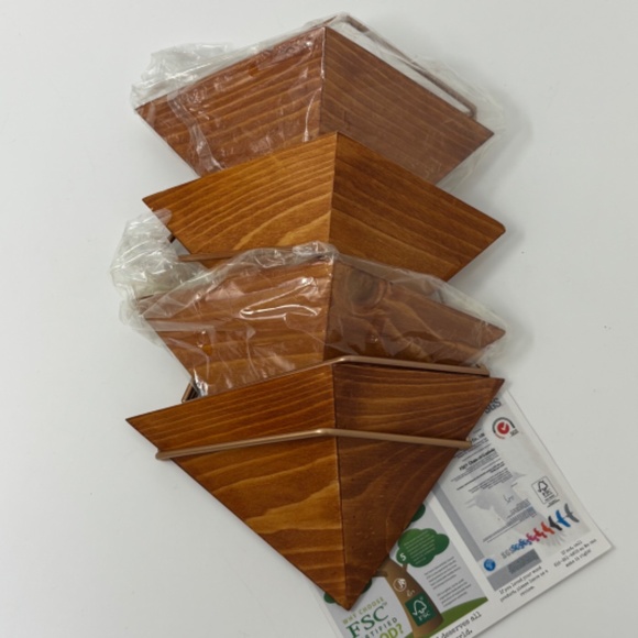 Four Pack Small Wall Pockets for Plants Succlents Solid Wood Metal Hangers 7" 4" - Picture 8 of 8